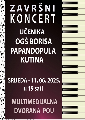 Završni koncert učenika OGŠ B. Papandopula Kutina – najava koncerta